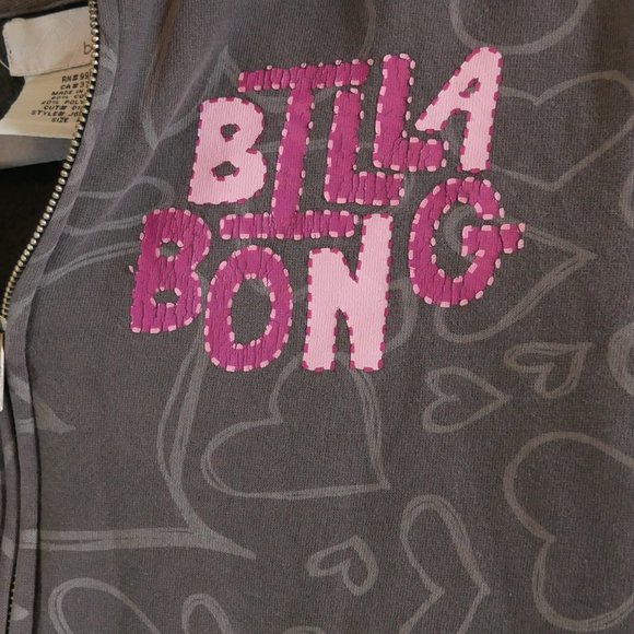 Women's Size M Billabong Y2K Gray Zipped Jacket w/ Fuzzy Hood - Picture 2 of 8